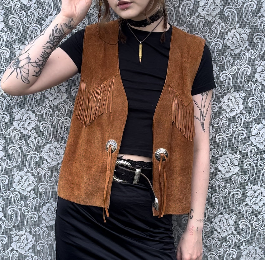 AS-IS thick suede fringe vest