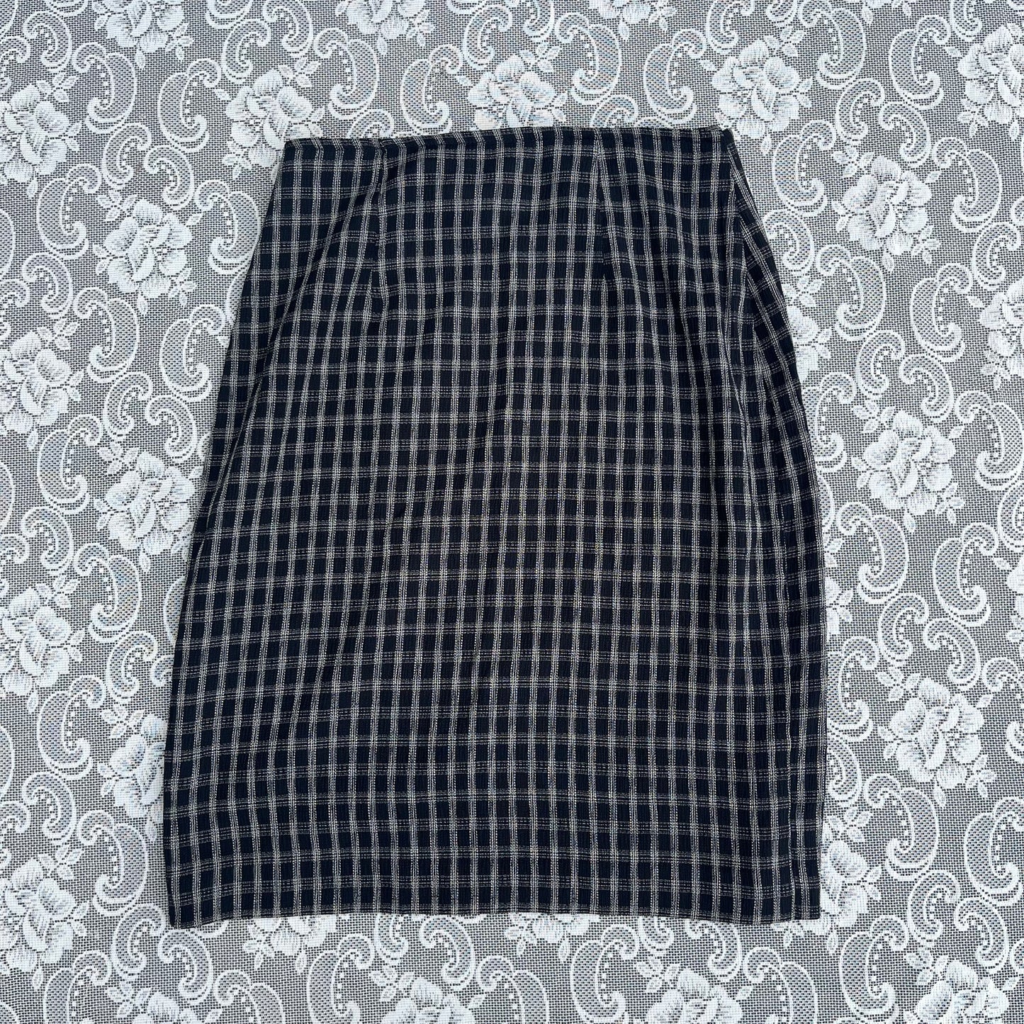 90s jessica black n white plaid wrap skirt