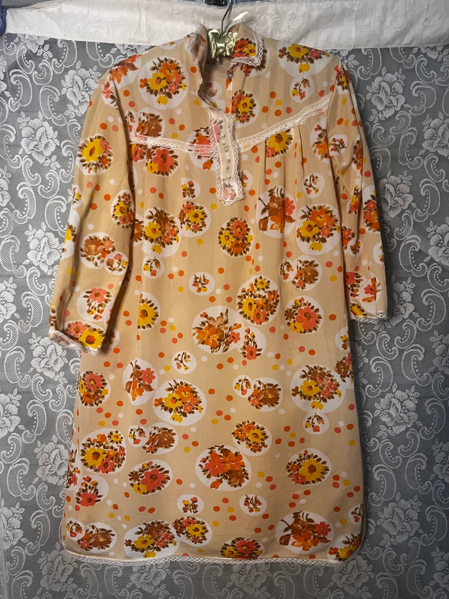 vintage orange floral nightie