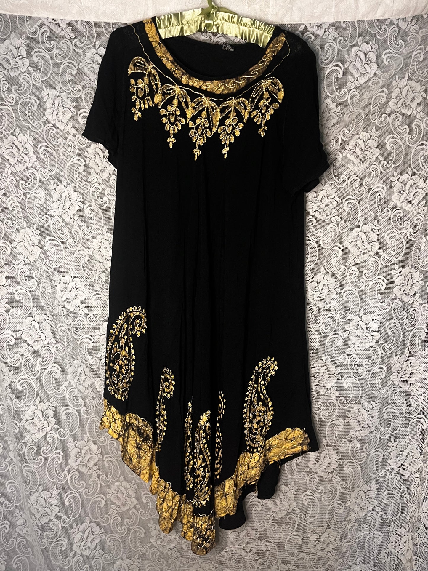 black and yellow paisley dress