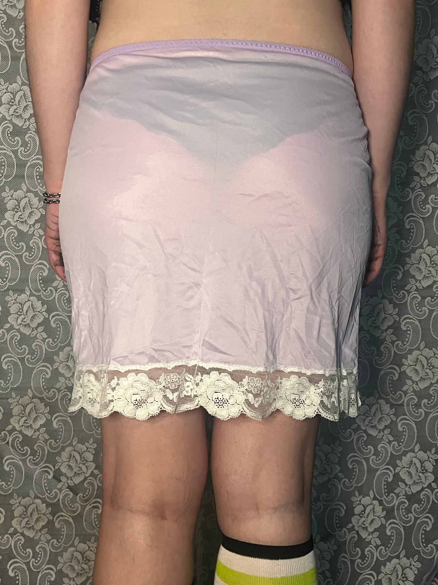 lavender mini slip skirt