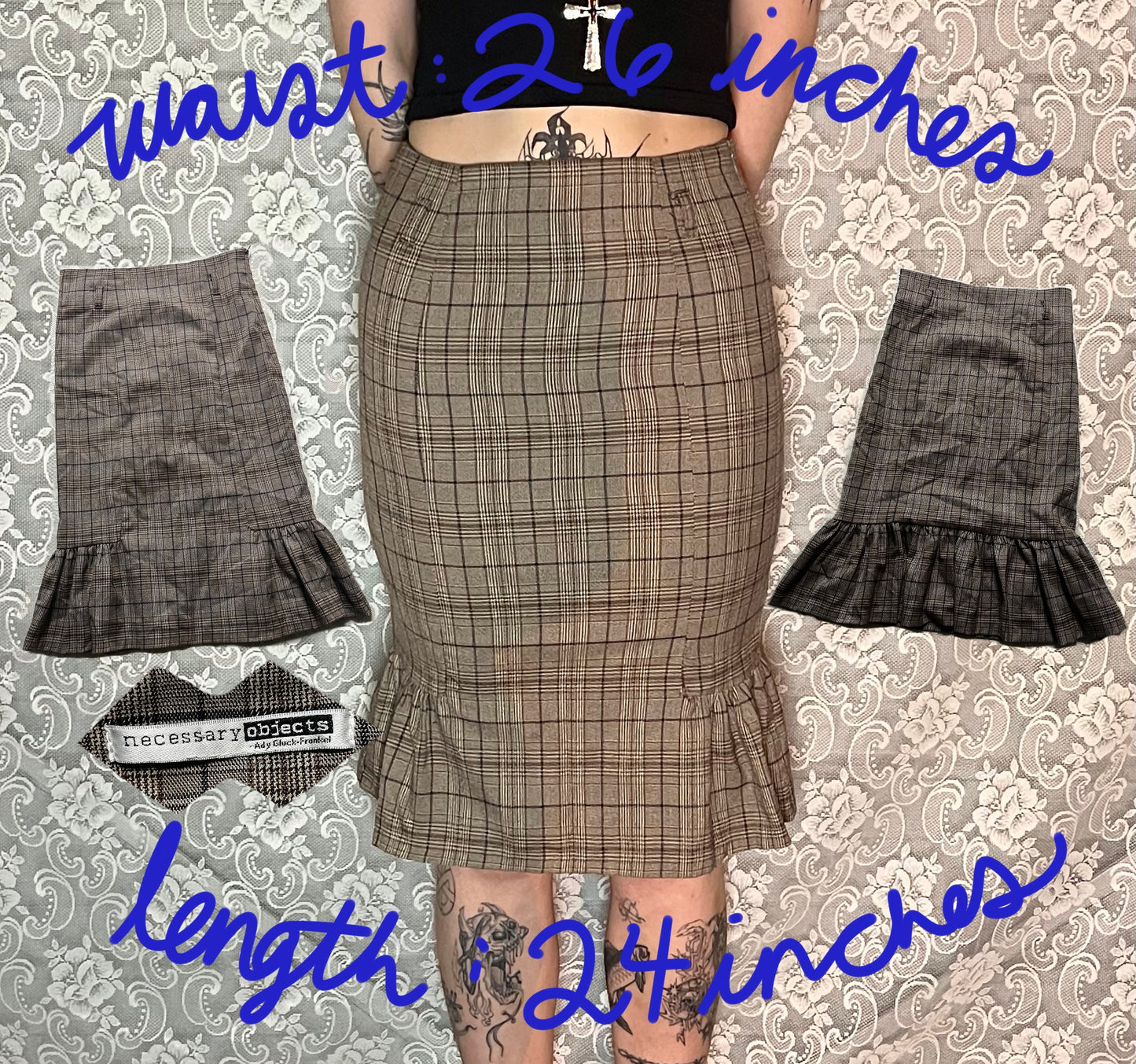 plaid pencil mermaid skirt