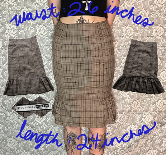 plaid pencil mermaid skirt