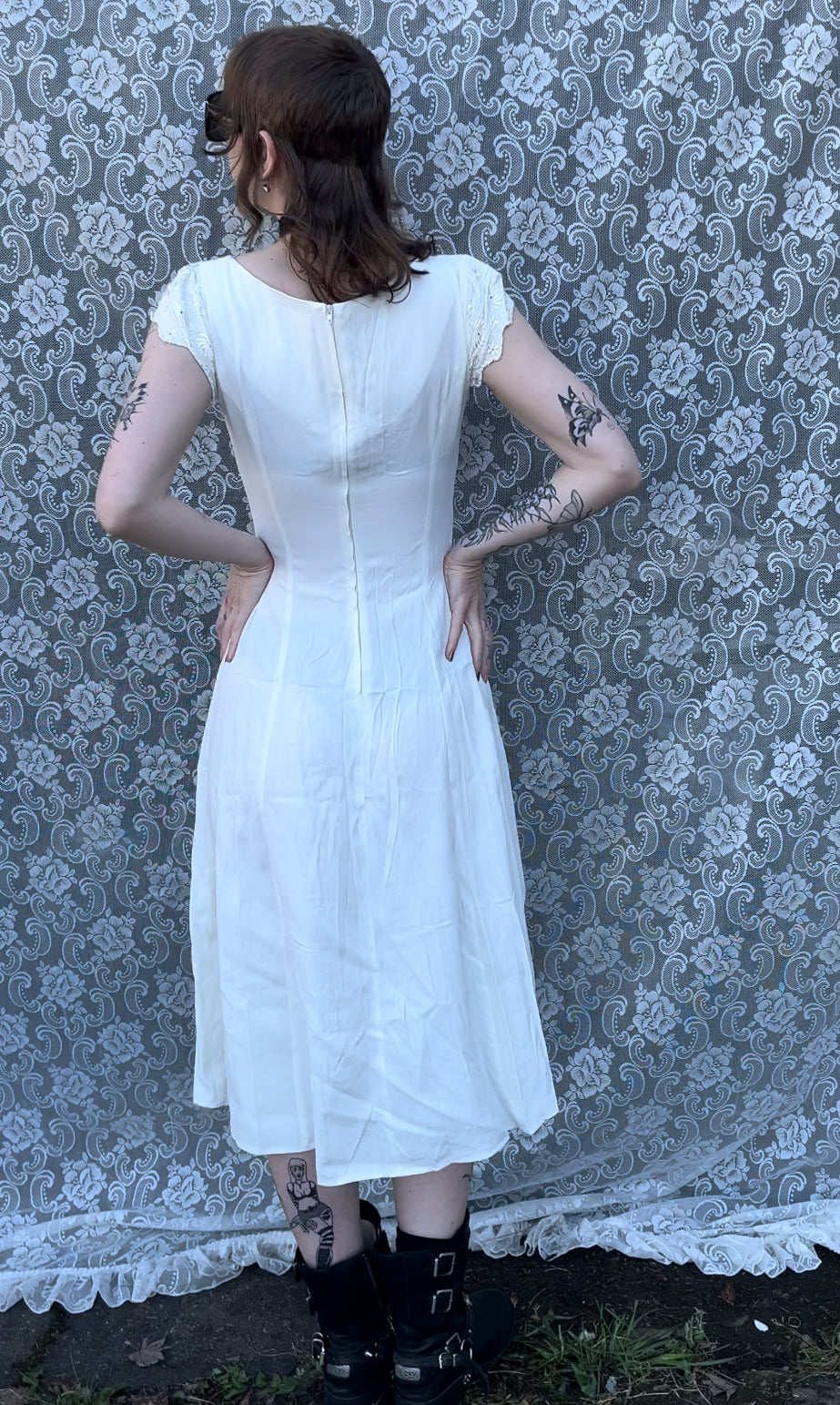 70s white ellen ashley picnic dress