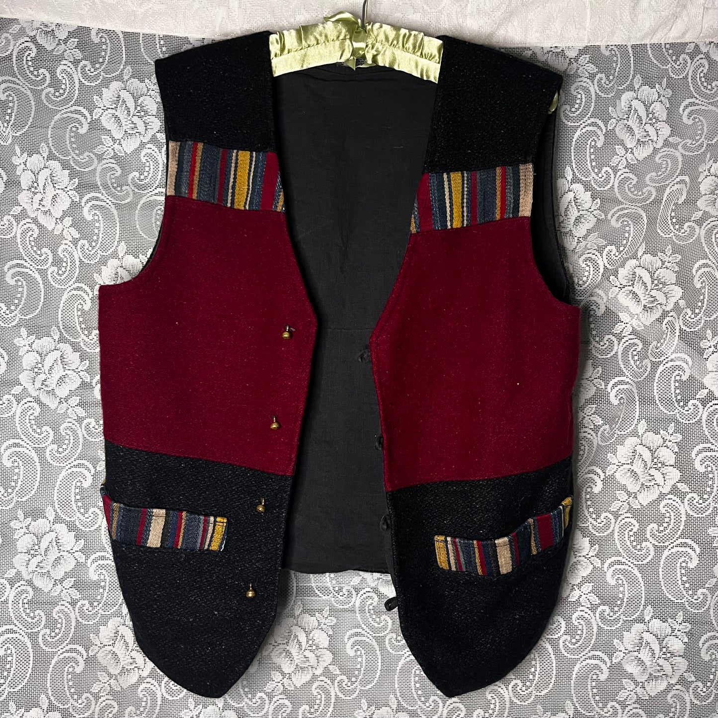 vintage wool colour block vest