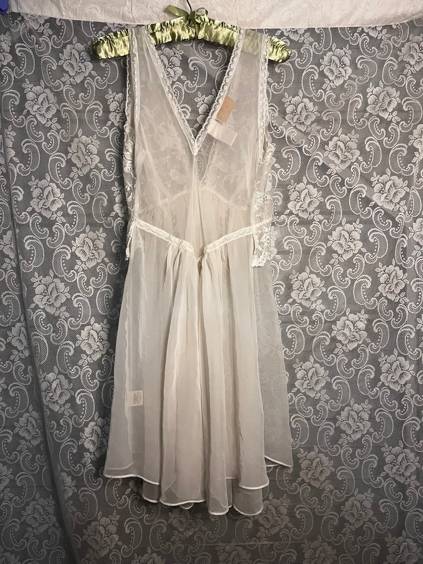 sheer lace beaded slip dress