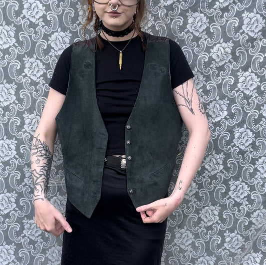 AS-IS forest green suede vest