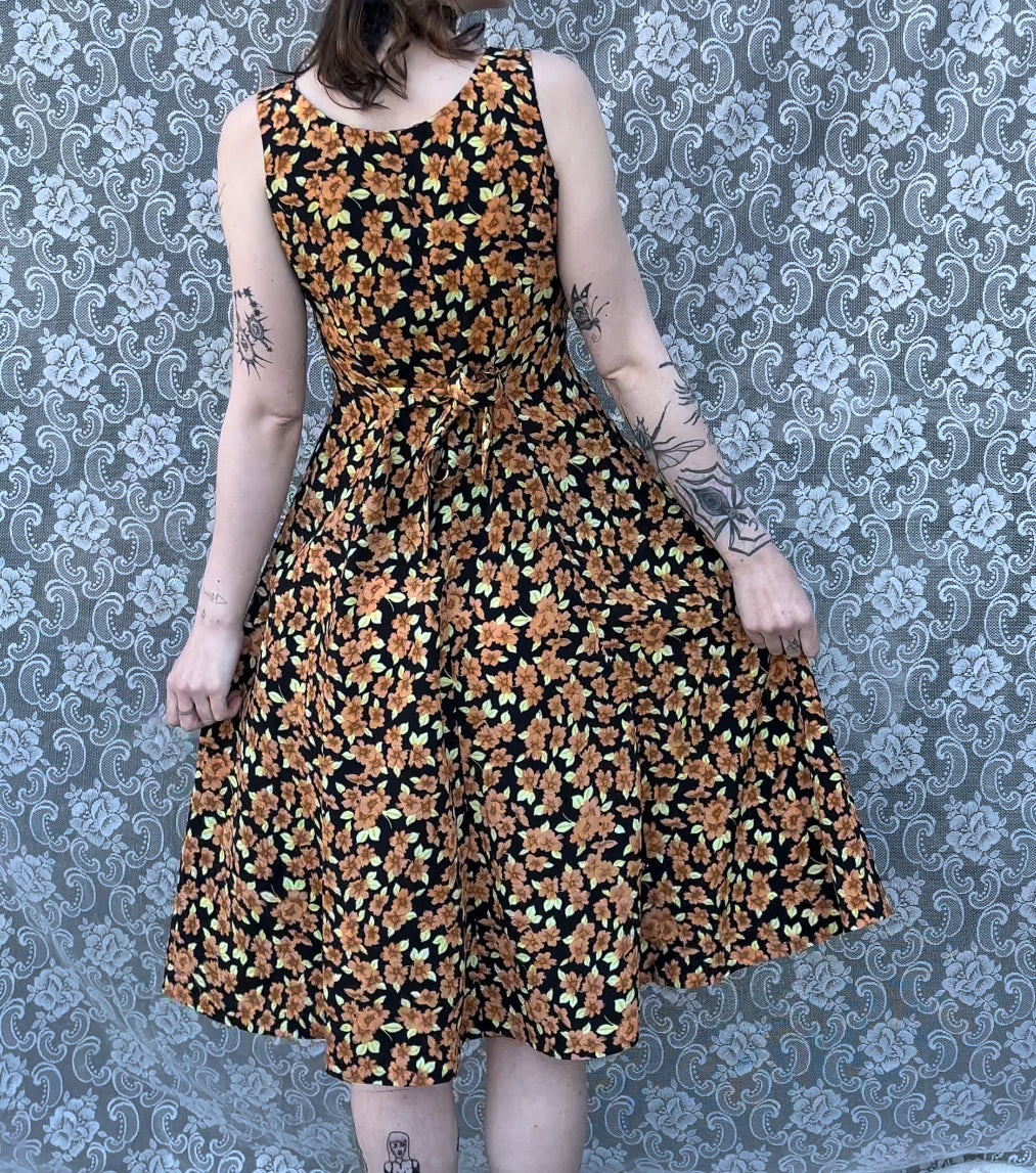 vintage orange flower dress