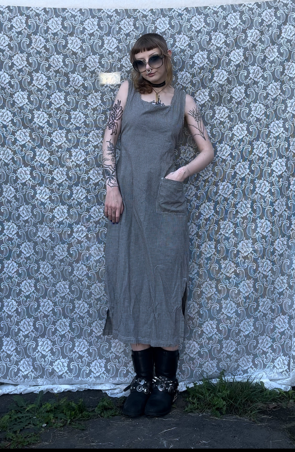 AS-IS brownish plaid faded glory maxi dress