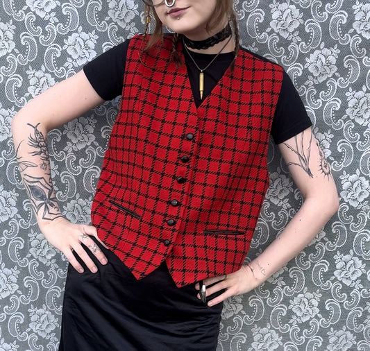 80s red wool vest